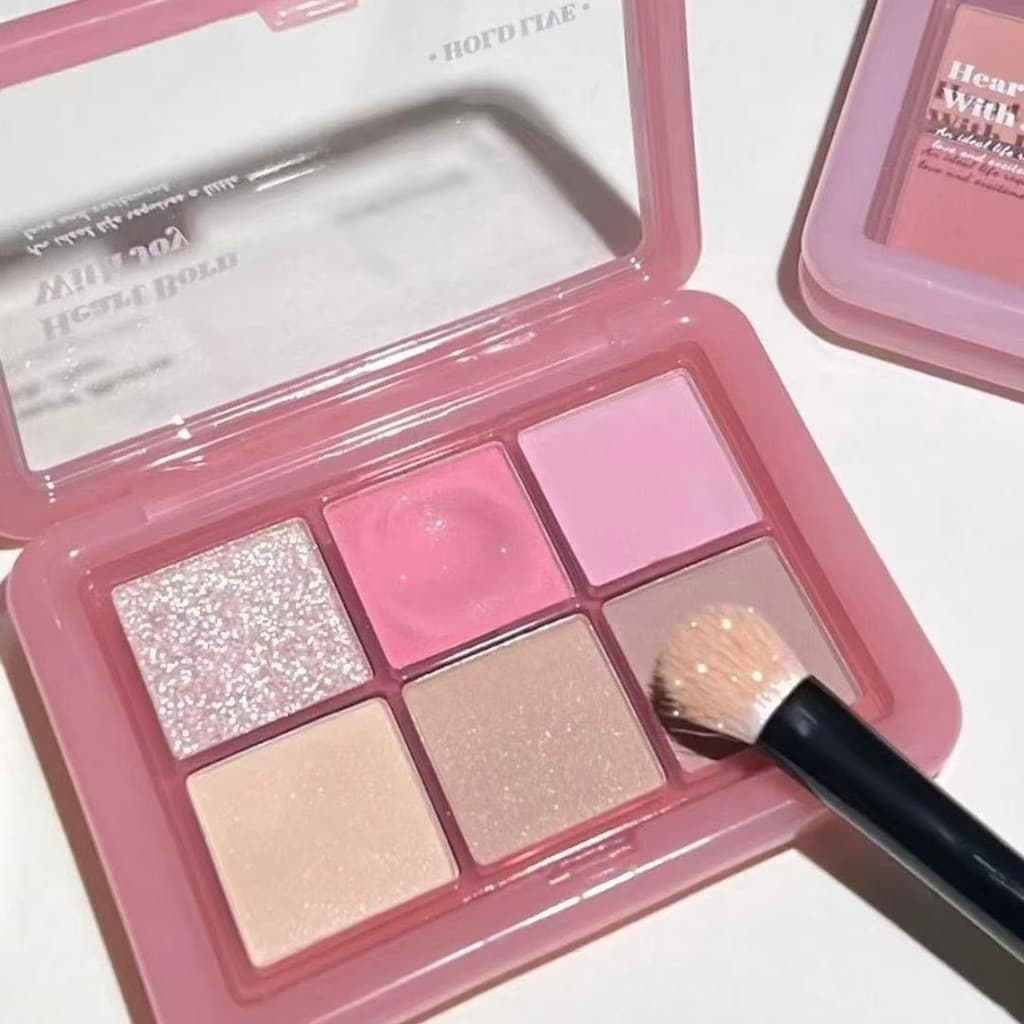 HOLD LIVE pequena paleta de sombras congeladas rosa paleta de seis cores cor terra laranja marrom sombra destaque Blush