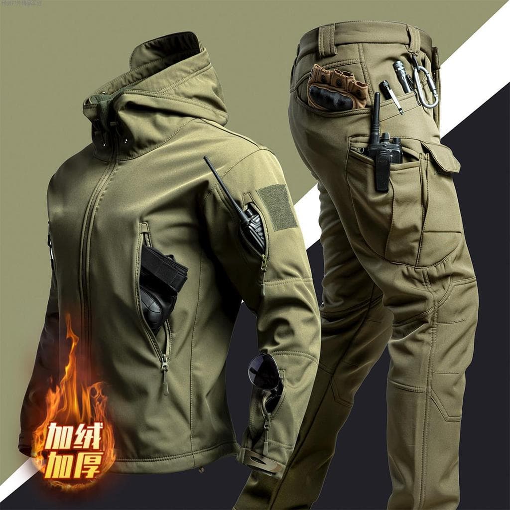Jaqueta térmica masculina à prova de frio, jaqueta térmica de lã de inverno para montanhismo, roupas à prova d'água e à