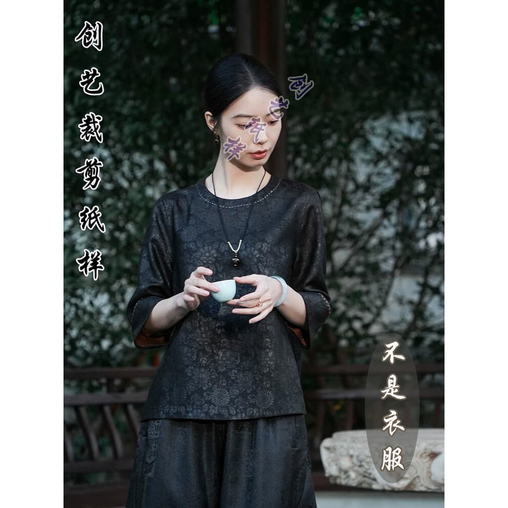 Costura fazendo roupas F337 seda amoreira estilo chinês novo estilo chinês topo feminino 2026 primavera verão novo estil