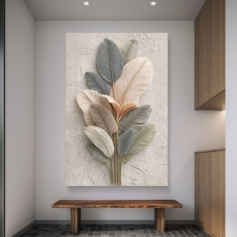 Quadro Decorativo Folhagem Clean Gigante 110x80cm Sala Quarto Copa consultorio escritorio