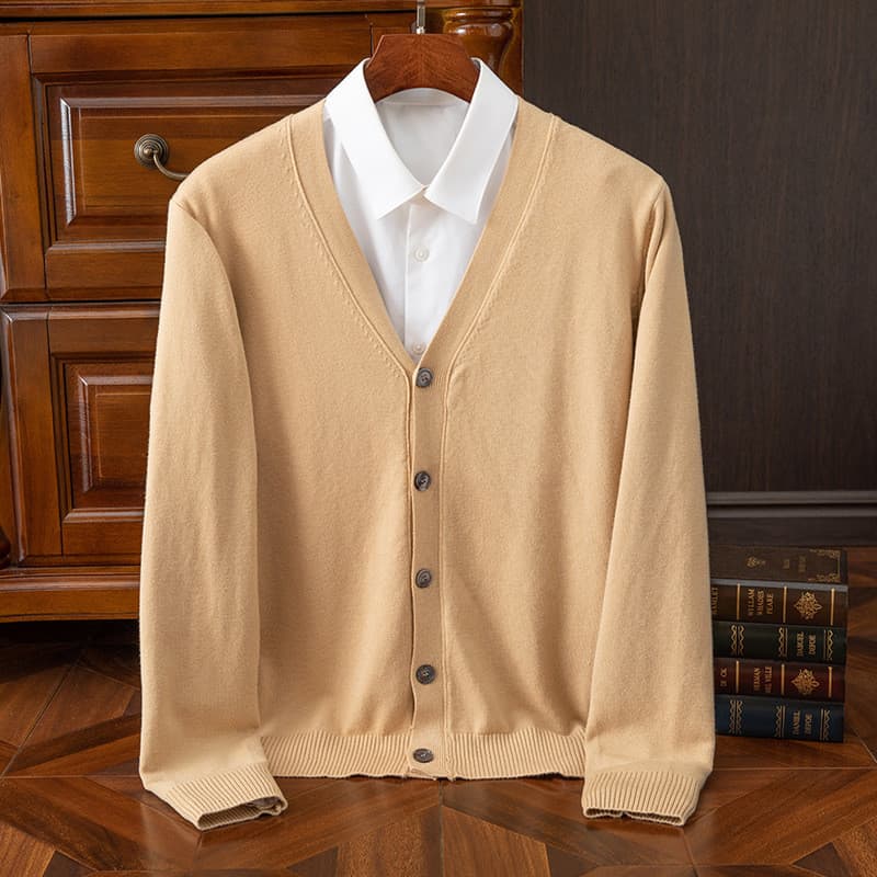 Clássico com decote em V cardigan masculino malhas soltas versão coreana na moda All-Match camisola jaqueta topo par car