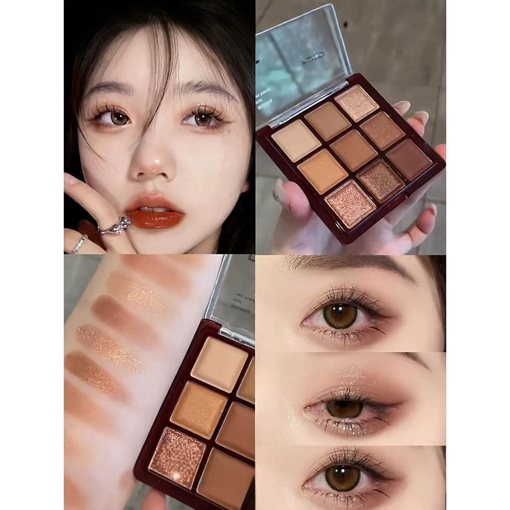 Paleta de sombras de nove cores Chocolate Marrom Quente Fosco Perolado Cor da Terra Maquiagem Luz Diária Espuma para os