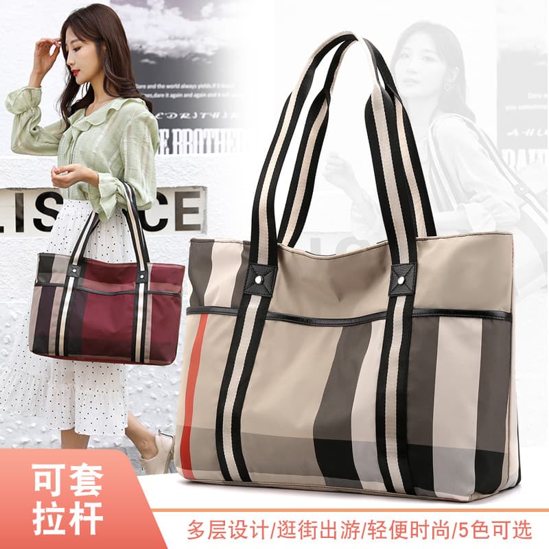 Chibao bolsa de ombro feminina xadrez grande capacidade à prova dwaterproof água náilon Oxford pano grande saco moda lon