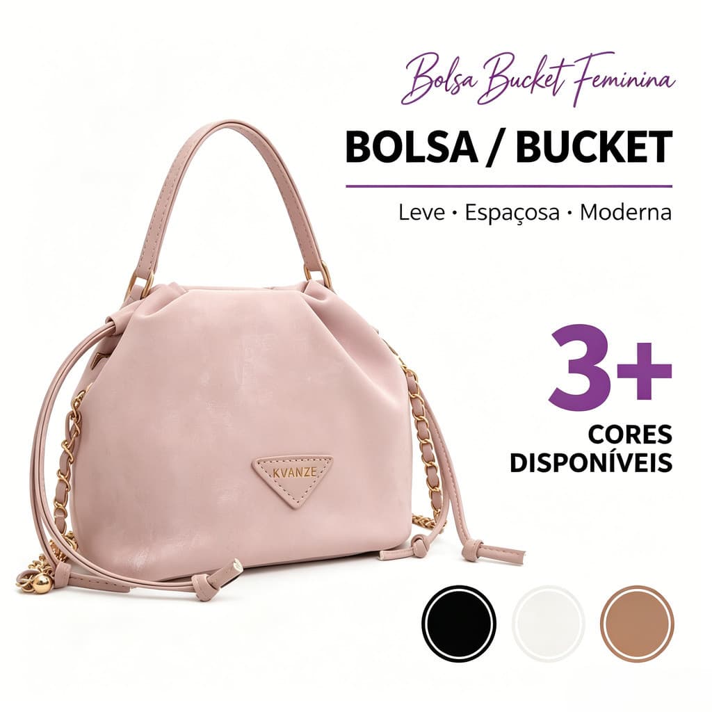 Bolsa Bucket/Bolsa de Corrente Feminina - Bolsa Elegante Plissada/Bolsa Transversal Pequena