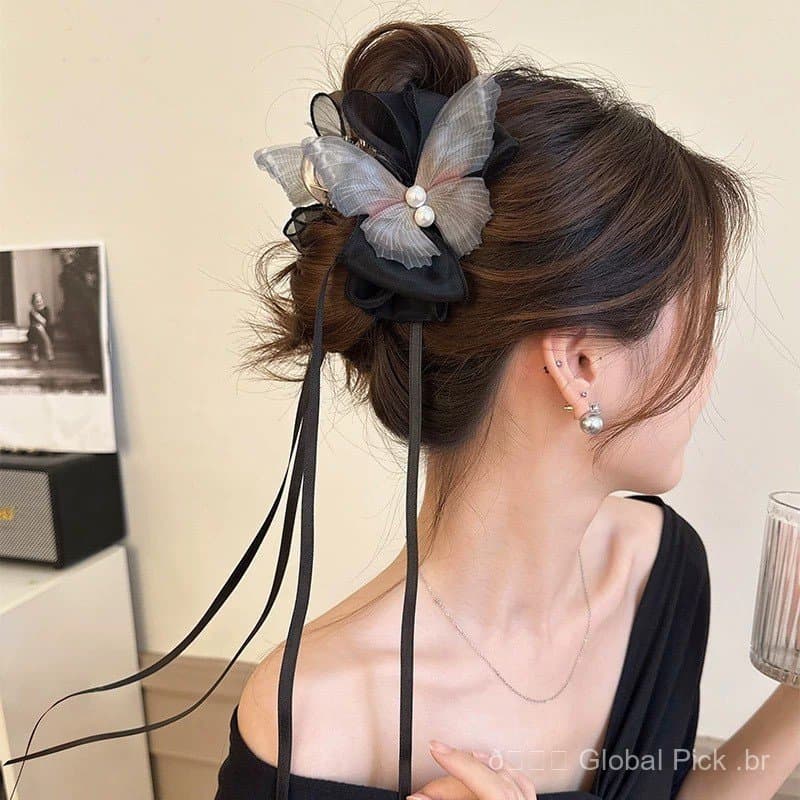Novo prendedor de cabelo com fita estilo chinês para mulheres 2025, presilha de cabelo de luxo leve e de alta qualidade