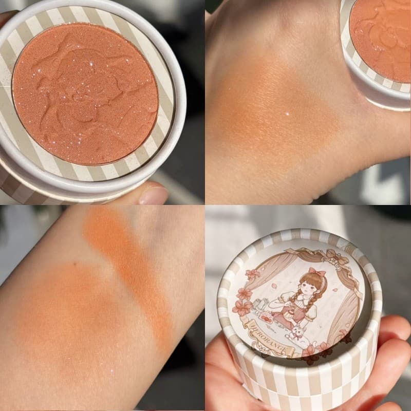 Em relevo piscando Blush creme melão clareamento maquiagem Nude fino piscando Natural vitalidade creme laranja Rouge pó