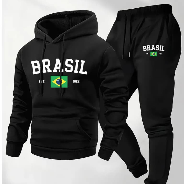 Conjunto Moletom Calça Algodão Moda Street Brasil Unissex