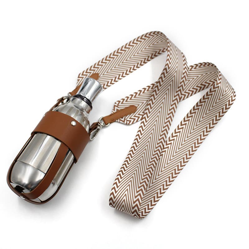Suporte de copo de couro isolado de aço inoxidável de venda quente de inverno influenciador mesmo estilo moda cruz-corpo