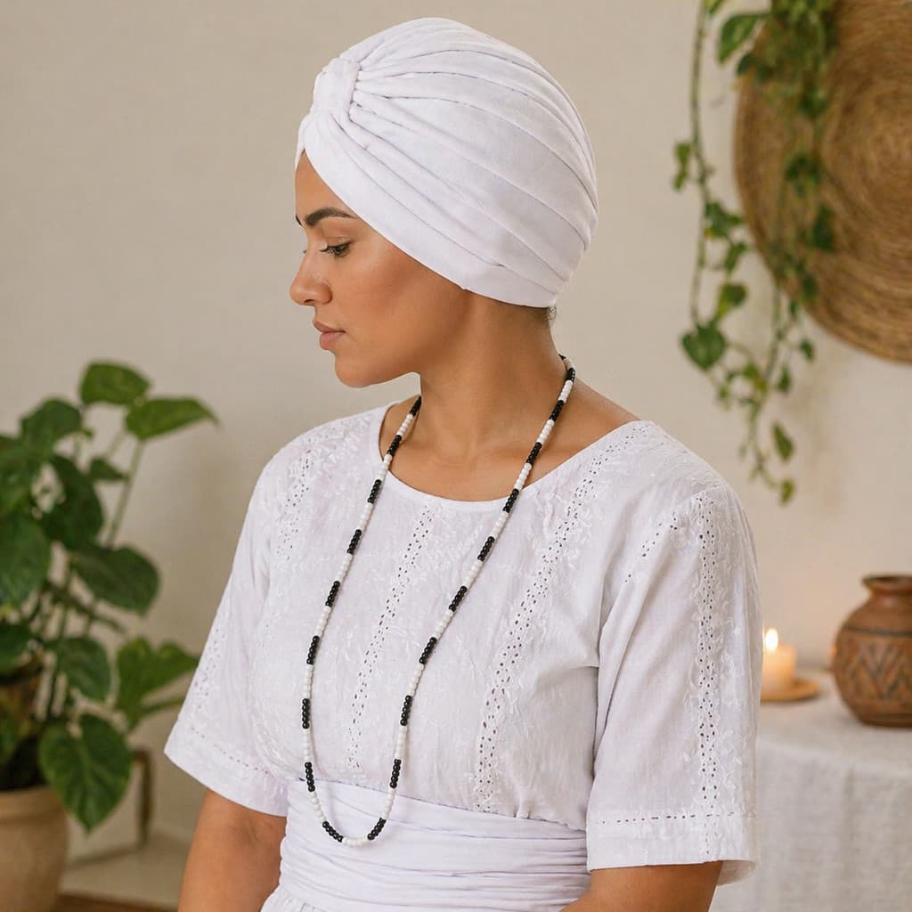 Turbante Branco Tipo Indiano Umbanda Pano de Qualidade