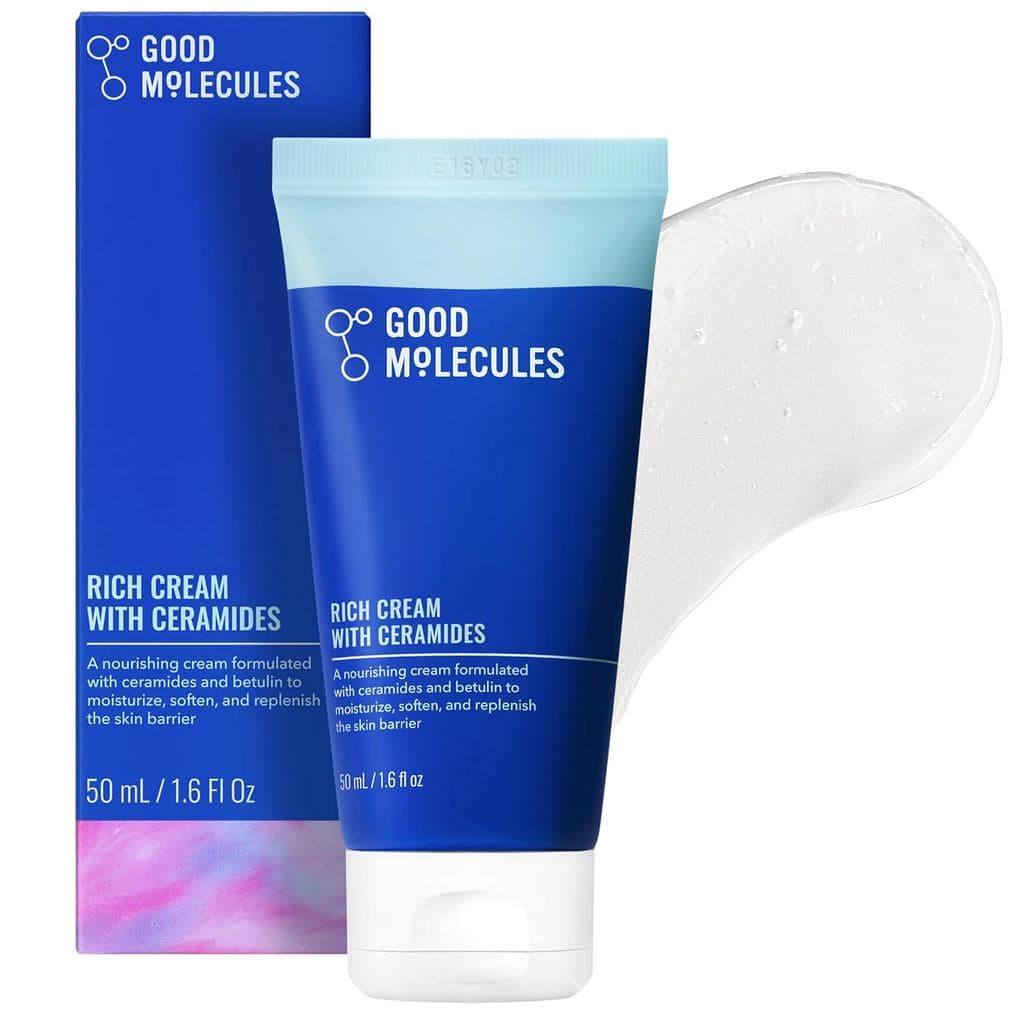Good Molecules Rich Cream com Ceramidas 50 ml / 1,6 oz – Hidratante Facial Diário para Pele Seca, Vermelhidão – Loção Fa