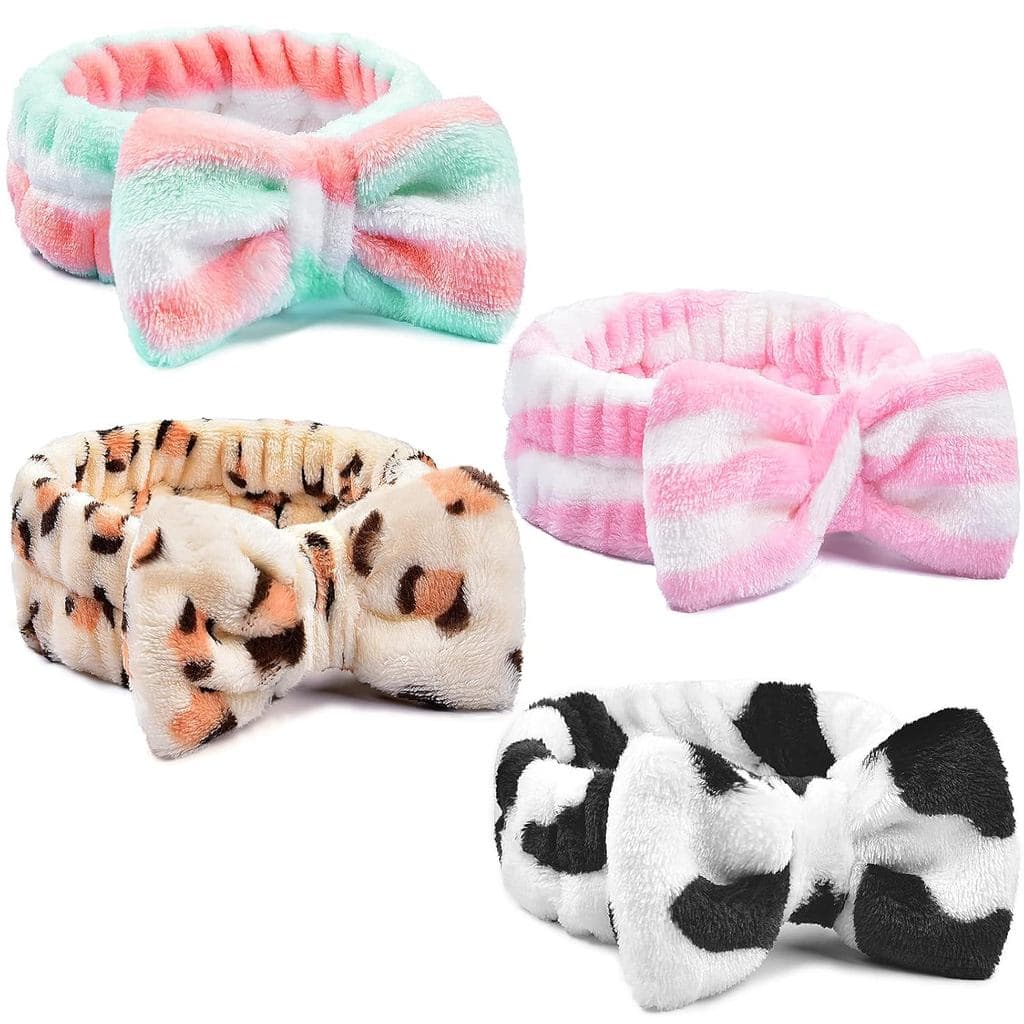 Faixa de Cabelo para Maquiagem IKOCO, 4 Peças de Faixas de Cabelo para Spa e Lavagem do Rosto, Faixas de Cabelo Macias c
