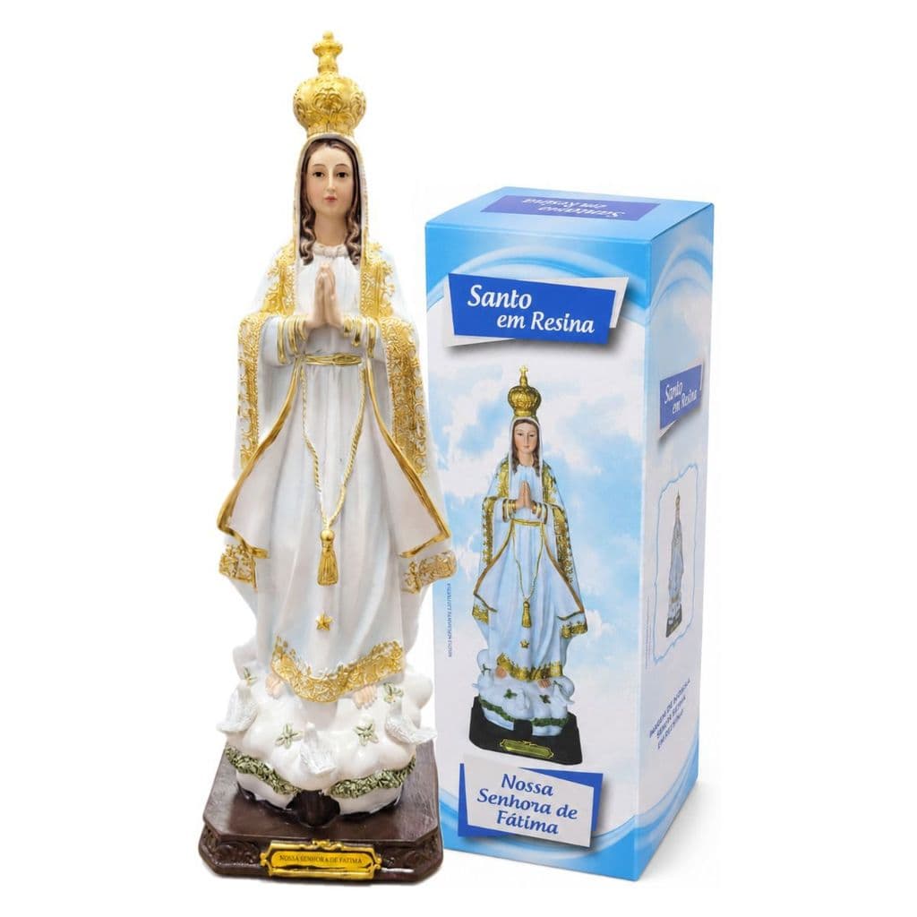 Imagem Nossa Senhora De Fátima Santo Resina Decoração 30cm