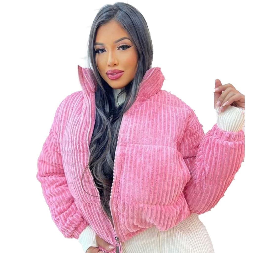 Jaqueta Puffer Feminina Cotelê Blogueira Aveludada canelada