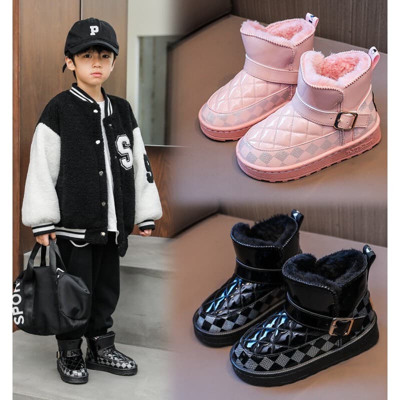 Grosso à prova dwaterproof água crianças botas de neve meninos meninas moda botas do bebê velo quente sapatos de algodão