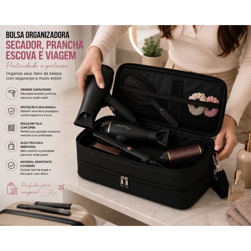 Bolsa Organizadora Para Secador Chapinha Escova Maquiagem