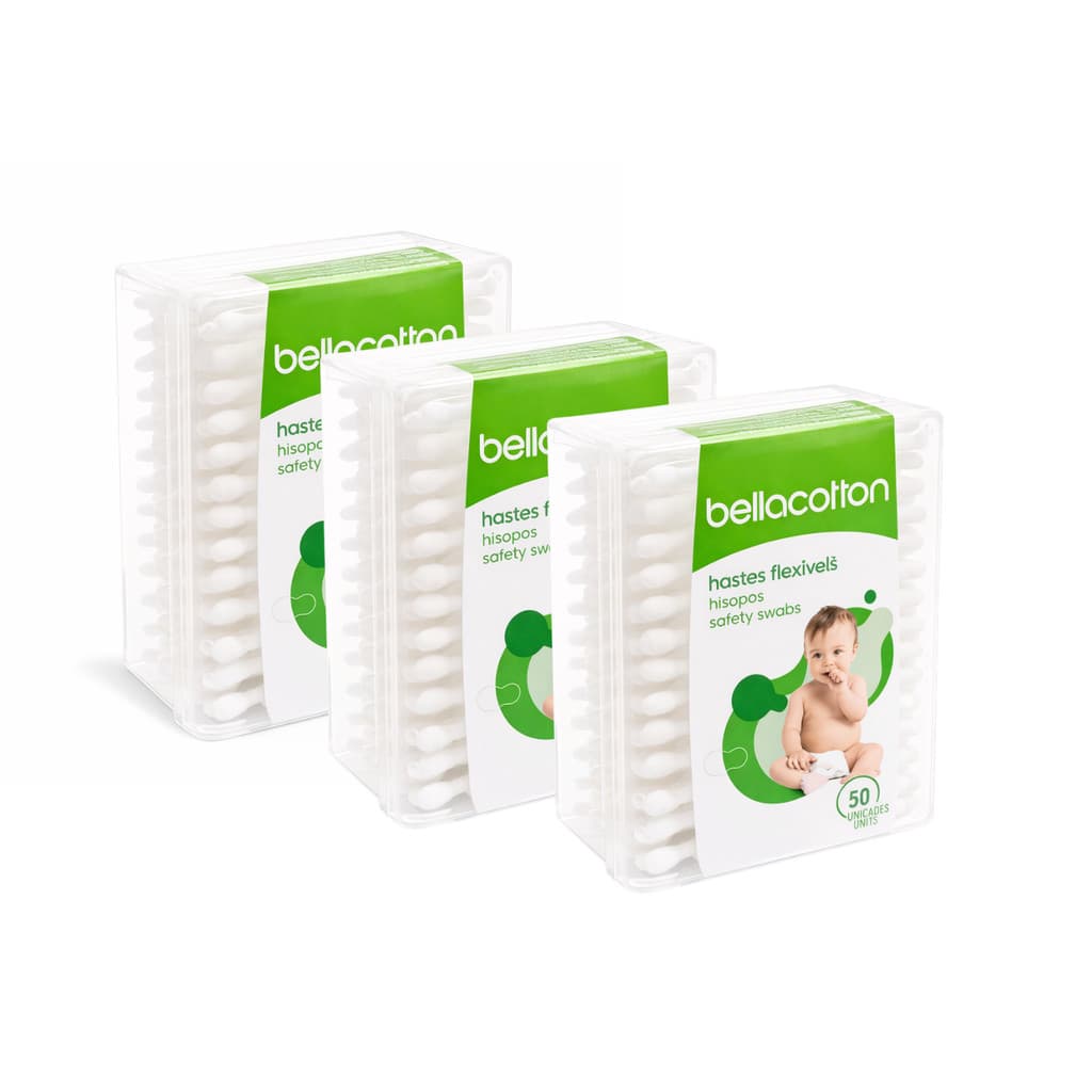 Kit 3 Cotonete Ponta Especial | Bellacotton Baby | 150 Unidades | Higiene Delicada