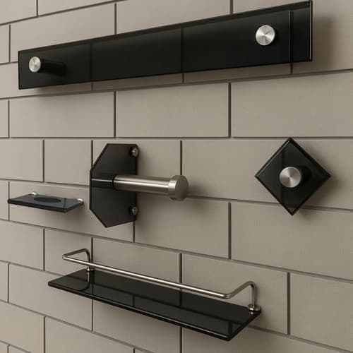 Kit Acessórios Banheiro Vildrex 05 Peças Reto Moderno Luxo