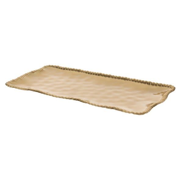 Bandeja Metal Martelado Dourado 1x28x14cm