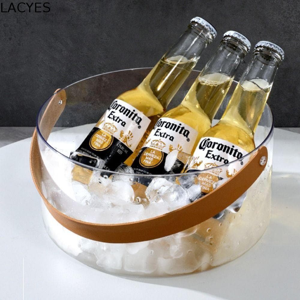 Balde De Gelo LACYES , Cesta De Armazenamento De Frutas Transparente Descoberta , Refrigerador De Champanhe De Plástico