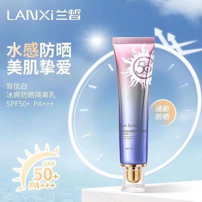 Lanxi Ice Skin Whitening Isolamento Protetor Solar Essência SPF50PA+++Refrescante Não Oleoso Festa de Estudante ao Ar Li