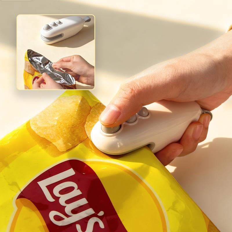 Máquina Portátil de Selagem de Sacos de Lanches, Máquina Portátil 2 em 1 para Selagem de Sacos Plásticos, Material Plást