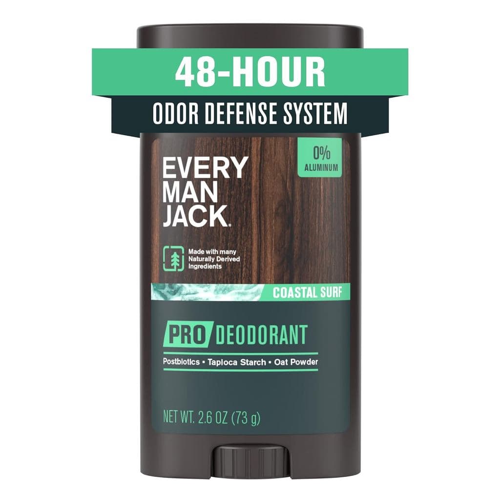 Desodorante Pro Masculino Every Man Jack - Proteção contra o Odor por 48 Horas - Sem Alumínio - Contém Pós-bióticos, Ami