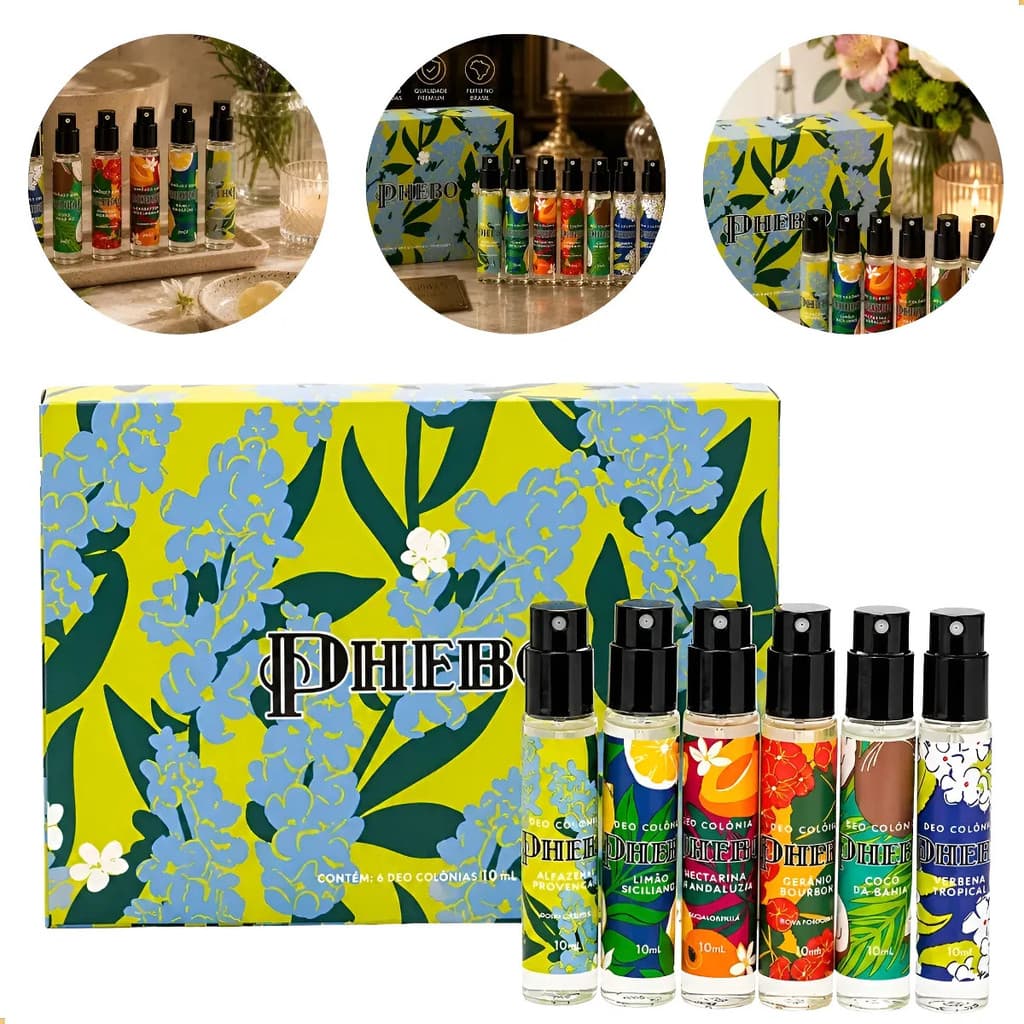 Kit Colônias Phebo Origens 6 Fragrâncias 10ml Original Aroma