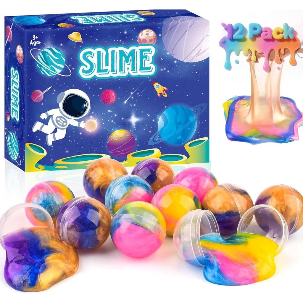 12 Pack Galaxy Slime Balls –Slime Party Favors, Non-Sticky, Soft Slime Kit for Classroom Prizes,Stocking Stuffers, Goodi