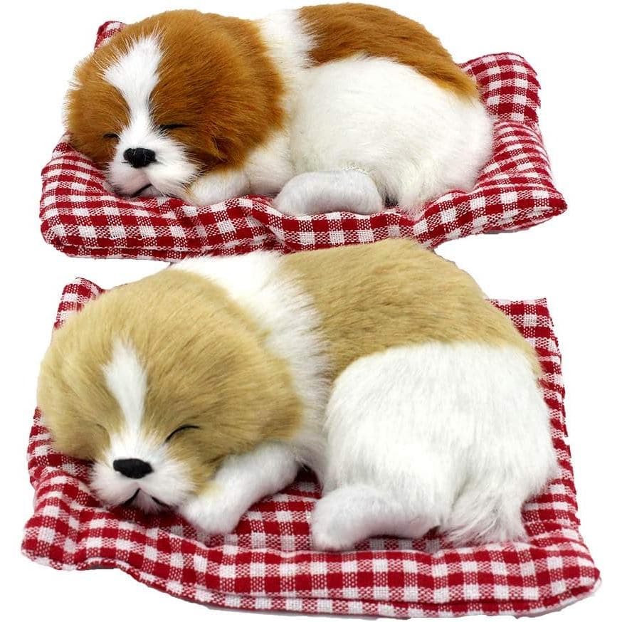 2 Peças de Brinquedos de Pelúcia de Cachorros Dormindo em Almofada, Mini Cachorrinhos Fofos com Sons de "Tafada" para De