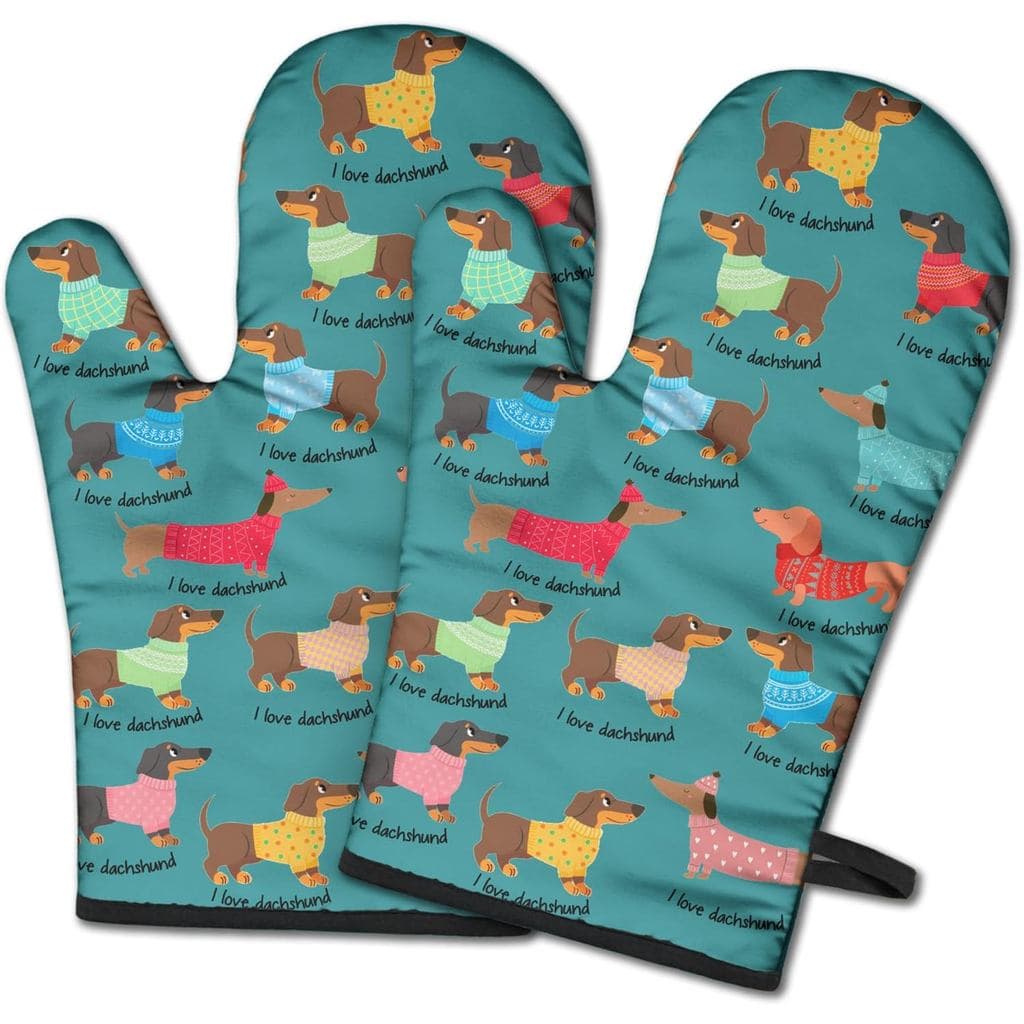 Luvas de Forno para Amantes de Dachshund, Luvas de Cozinha Resistentes ao Calor para Cozinhar, Grelhar e Assar
