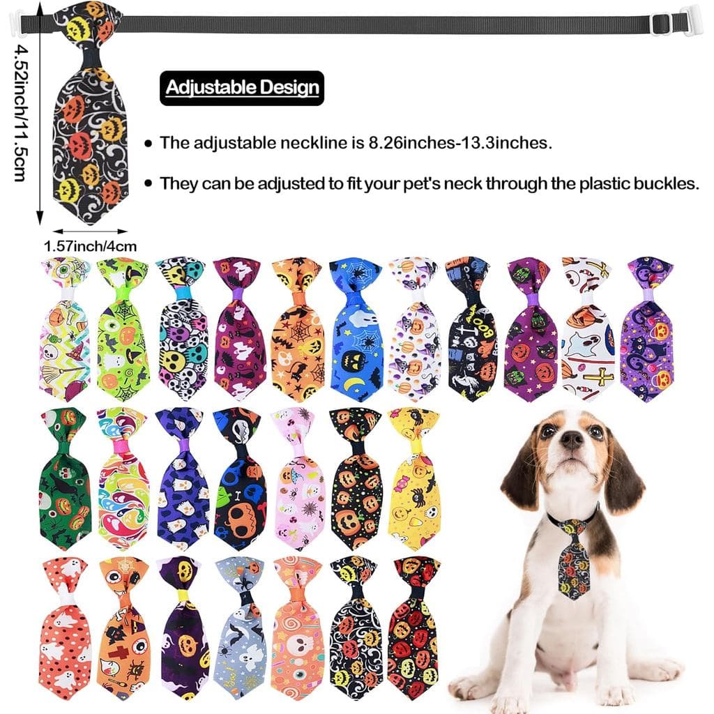 PET SHOW 100 peças Laços de Pescoço para Cães de Halloween, Gravatas Ajustáveis para Cães Pequenos e Médios, Flores para