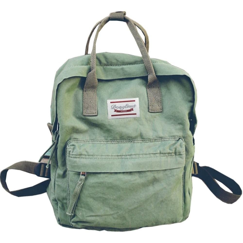 Mochila Casual Feminina Leve de Lona LuckyZ, Mochila de Viagem, Bolsa Pequena, Verde Exército