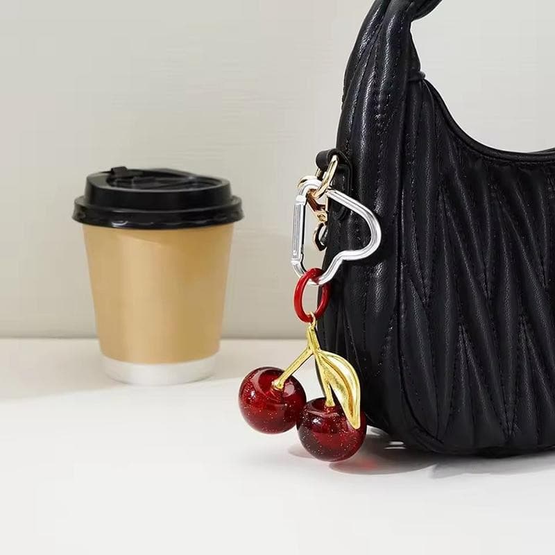[largeloohg] Chaveiro Chique De Cristal Cereja , Pingente De Frutas Requintadas , Bolsa De Moda Feminina , Porta-Chaves