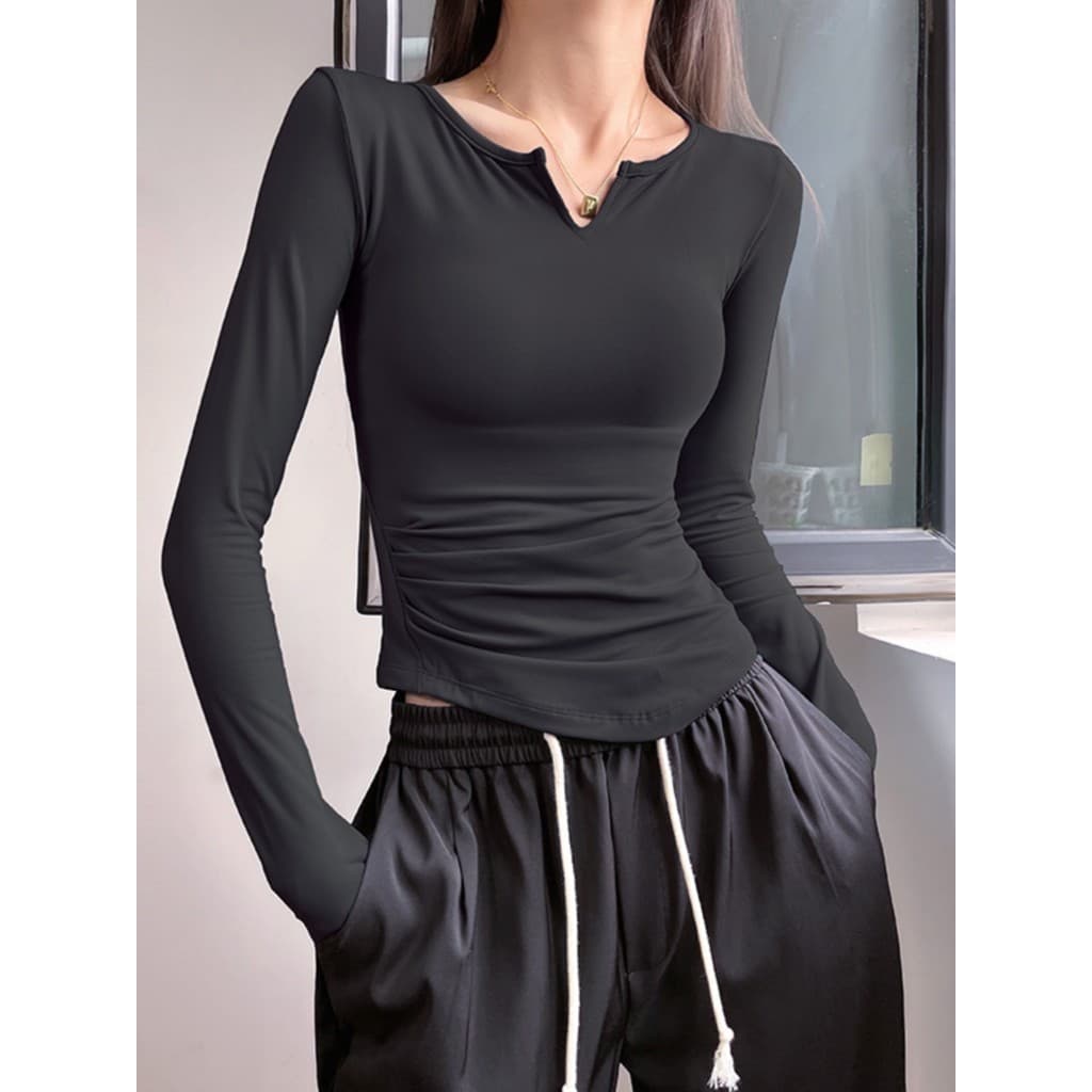 Camiseta esportiva feminina de manga comprida, estiramento fino, secagem rápida, respirável, treinamento profissional, S