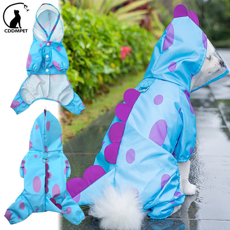 Macacão impermeável para cães com capa de chuva TDZQ