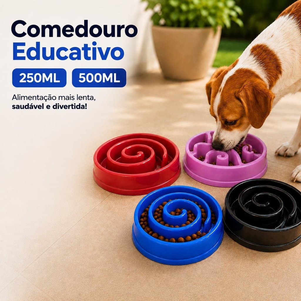Comedouro Educativo Lento Para Cachorro Gato Pequeno e Grande
