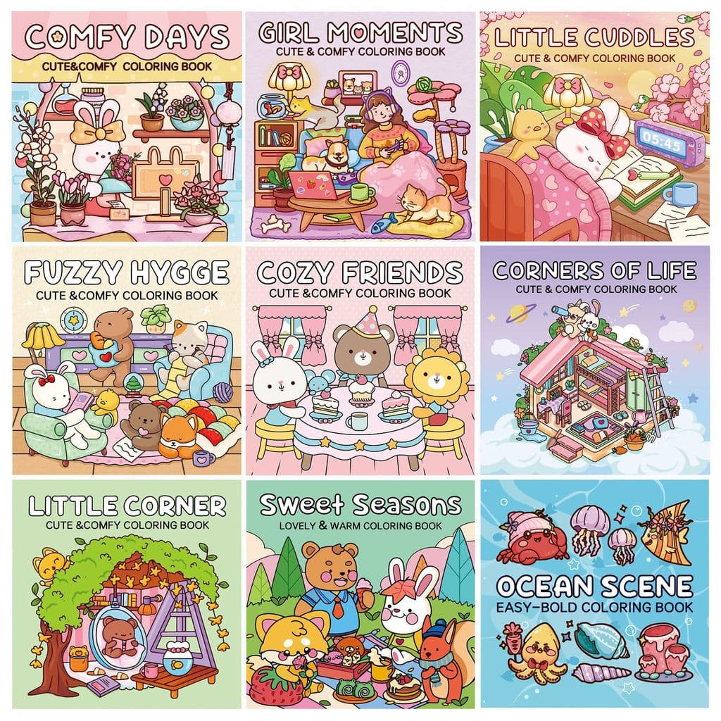 Livro de colorir para adultos e crianças, livro de colorir para alívio do estresse, livro de desenho e rabiscos fofo e c