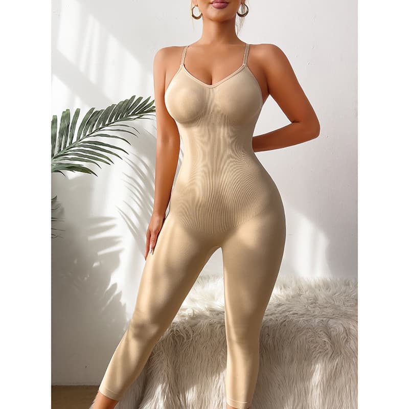Macacão Modelador Sem Costura Plus Size para Mulheres, Controle Abdominal Levanta Bumbum Alta Elasticidade para Academia