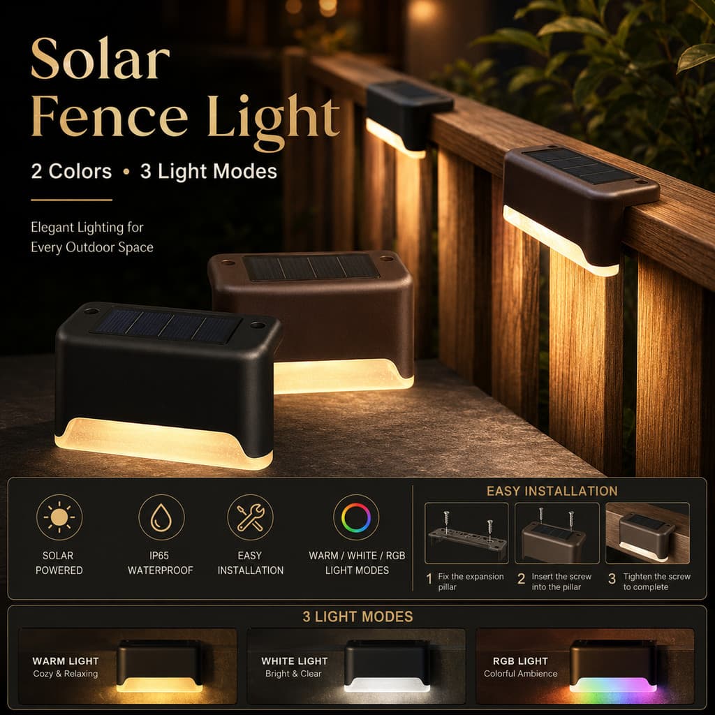 Luz Solar Para Jardim Externo LED Luzes Automáticas À Prova D'água Degraus Cerca Corrimão Iluminação Decorativa Escada A