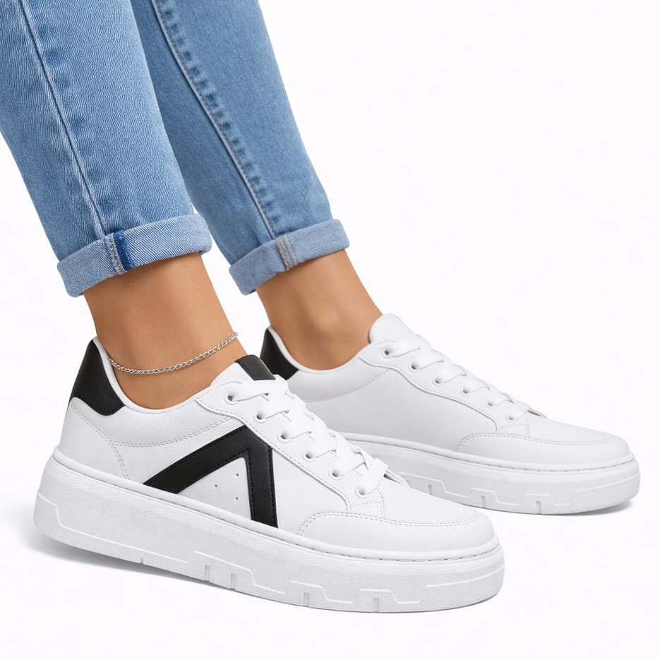 Tênis Feminino Branco Plataforma Retrô Casual Confortável Fashion Blogueira