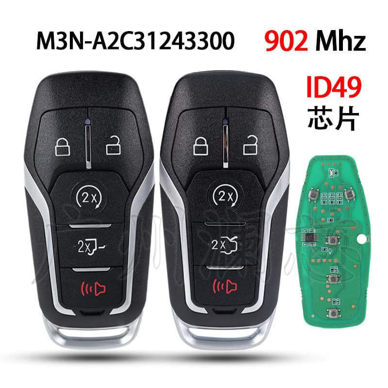 Adequado para Ford 5 botões cartão inteligente chave do carro de controle remoto 902Mhz ID49 M3N-A2C31243300