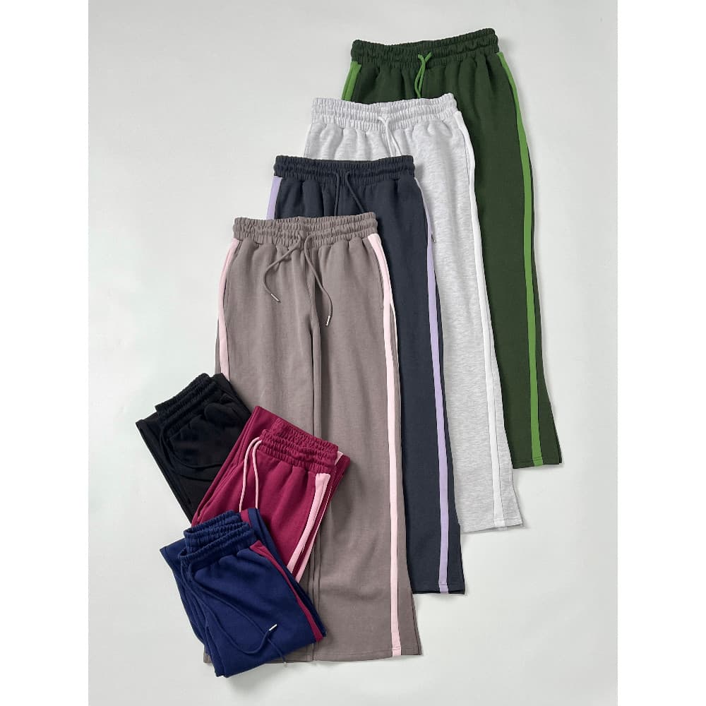 Australiano Hot Girl Style xs-xxxxxl Tamanho Lateral Cor Combinando Listras Fenda Calças Retas Retro Calças Esportivas M