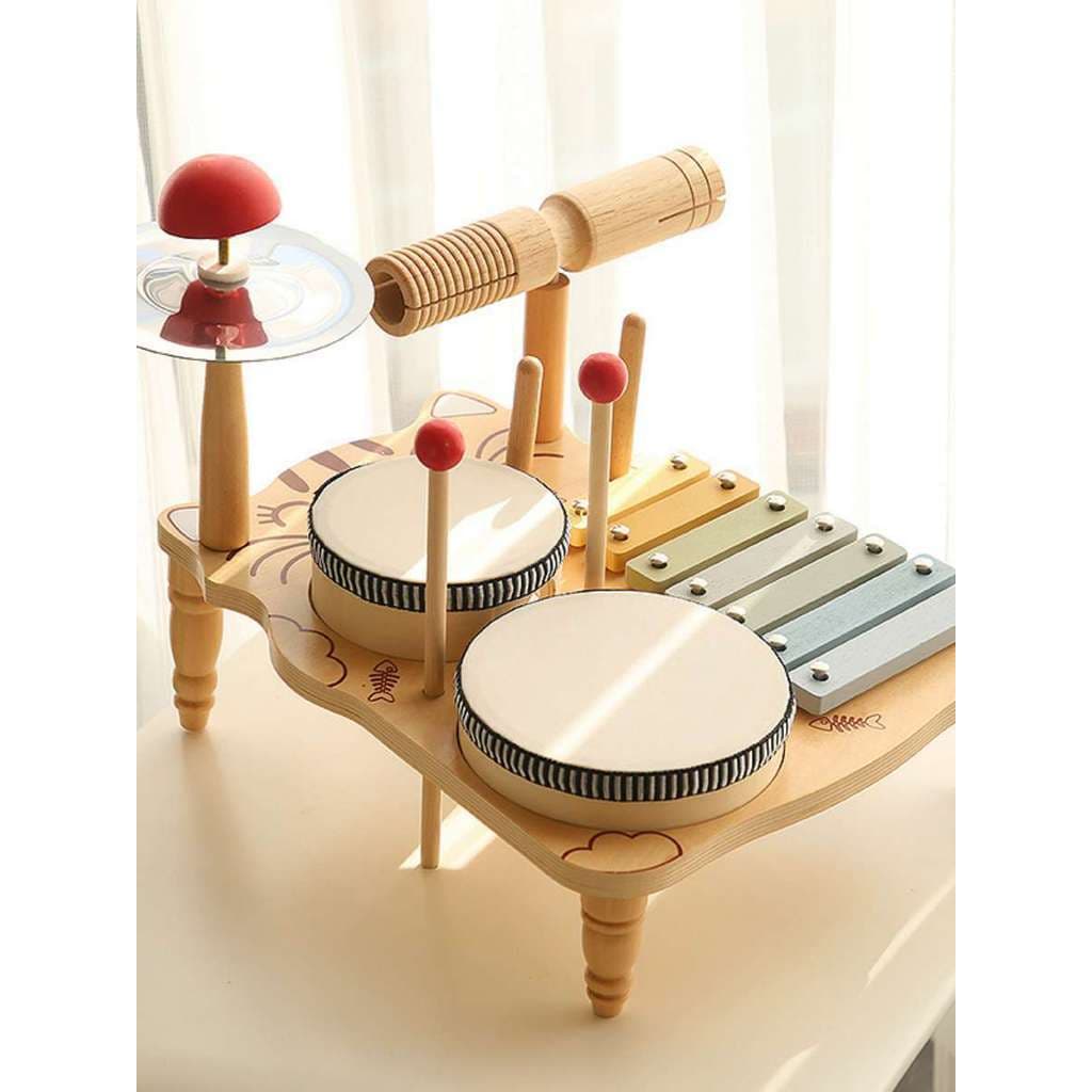 Crianças de madeira Orff música instrumento percussão percussão Piano percussão tambor percussão Gong mão do bebê D