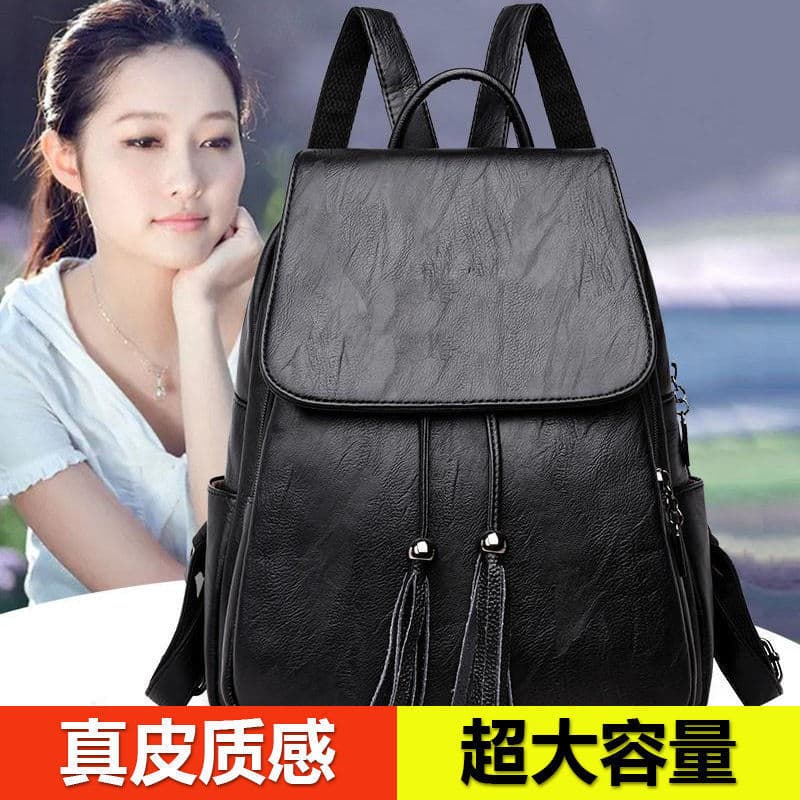 [Boa qualidade] Mochila de textura de couro genuíno feminina 2025 novo estilo moda All-Match mochila de couro macio vers