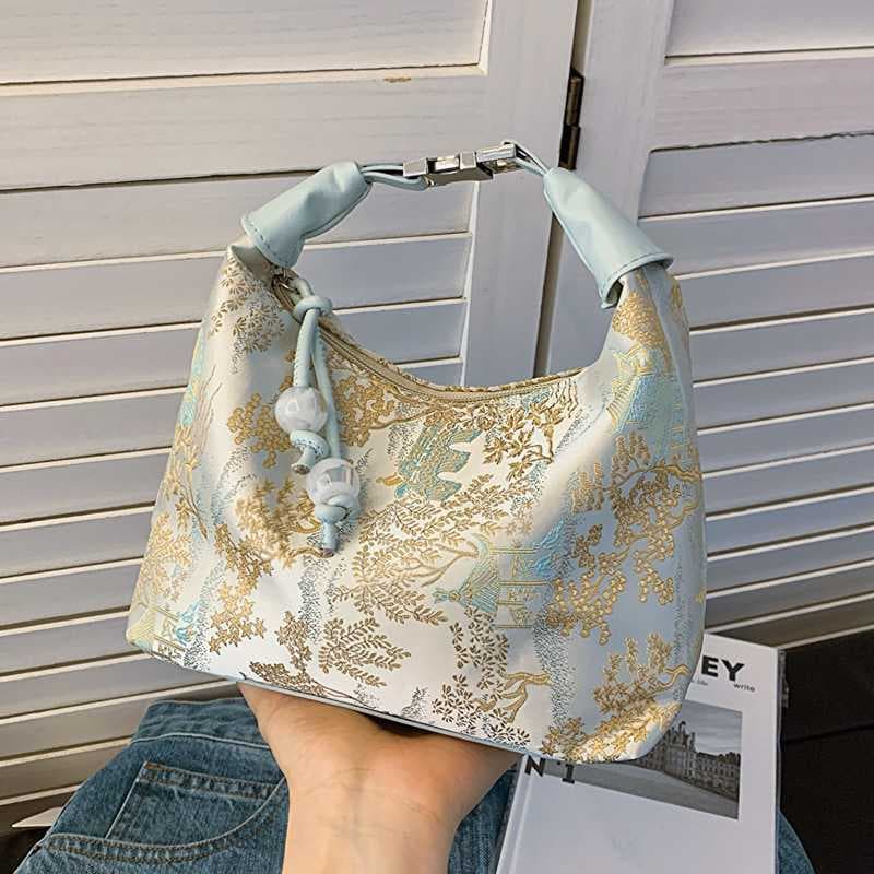 Senhoras High-End nicho mensageiro saco mão-transporte novo estilo chinês axilas saco 2024 verão bordado de um ombro Dia