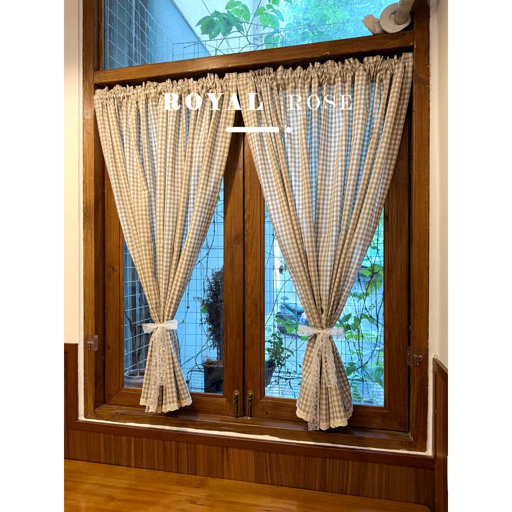Nordic americano estilo Pastoral pequena treliça luz café treliça armário porta cortina pequena meia cortina de café cor