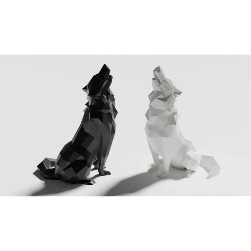 estatua enfeite Lobo Decorativo Poligonal 3D Escultura Poly Arte Moderna Minimalista