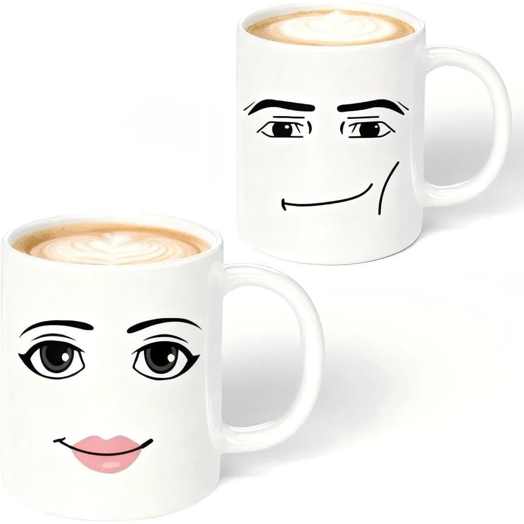 Caneca de Café de Cerâmica VUFVOID com Rosto Engraçado, Presente de Aniversário, Natal, Caneca de Chá, 11 Oz (ROSTO DE H