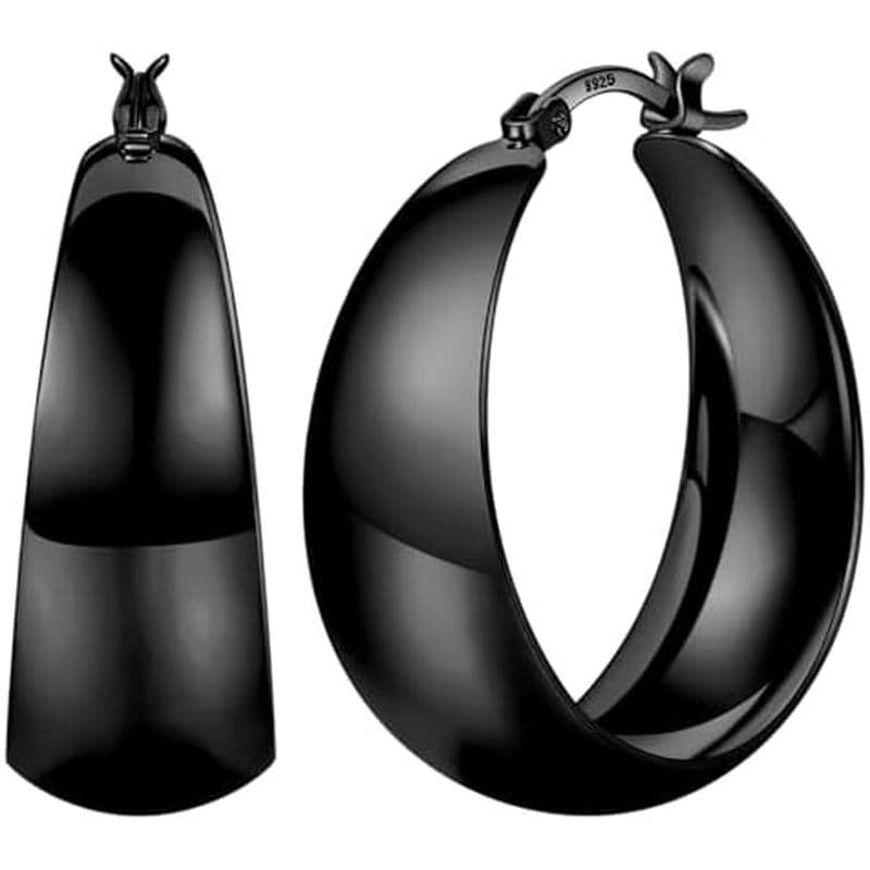 Senteria Brincos De Argola Grossos De 12 Mm De Largura De Prata Esterlina 925 Para Mulheres Hipoalergênico 14K Banhado A