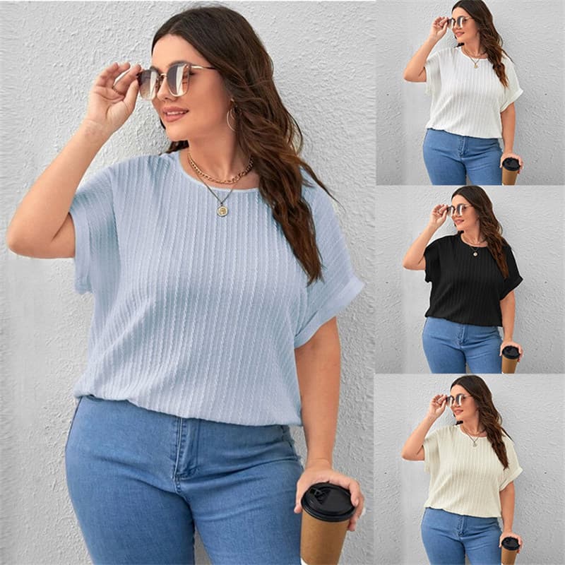 L-5XL Verão Feminino Camiseta casual plus size Senhora Topos Tamanho Grande